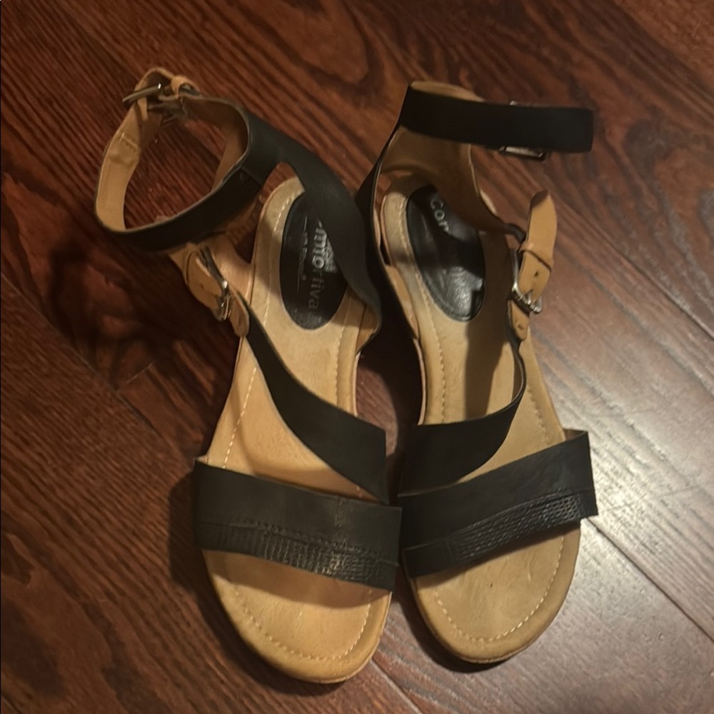 Women's Black and Tan Sandals